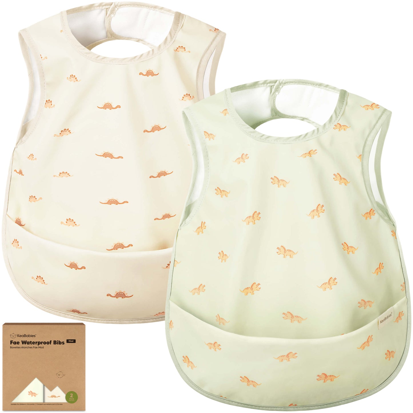 Two baby bibs with a pattern of small animals on a white background available in a 2-pack.
31206420611258
