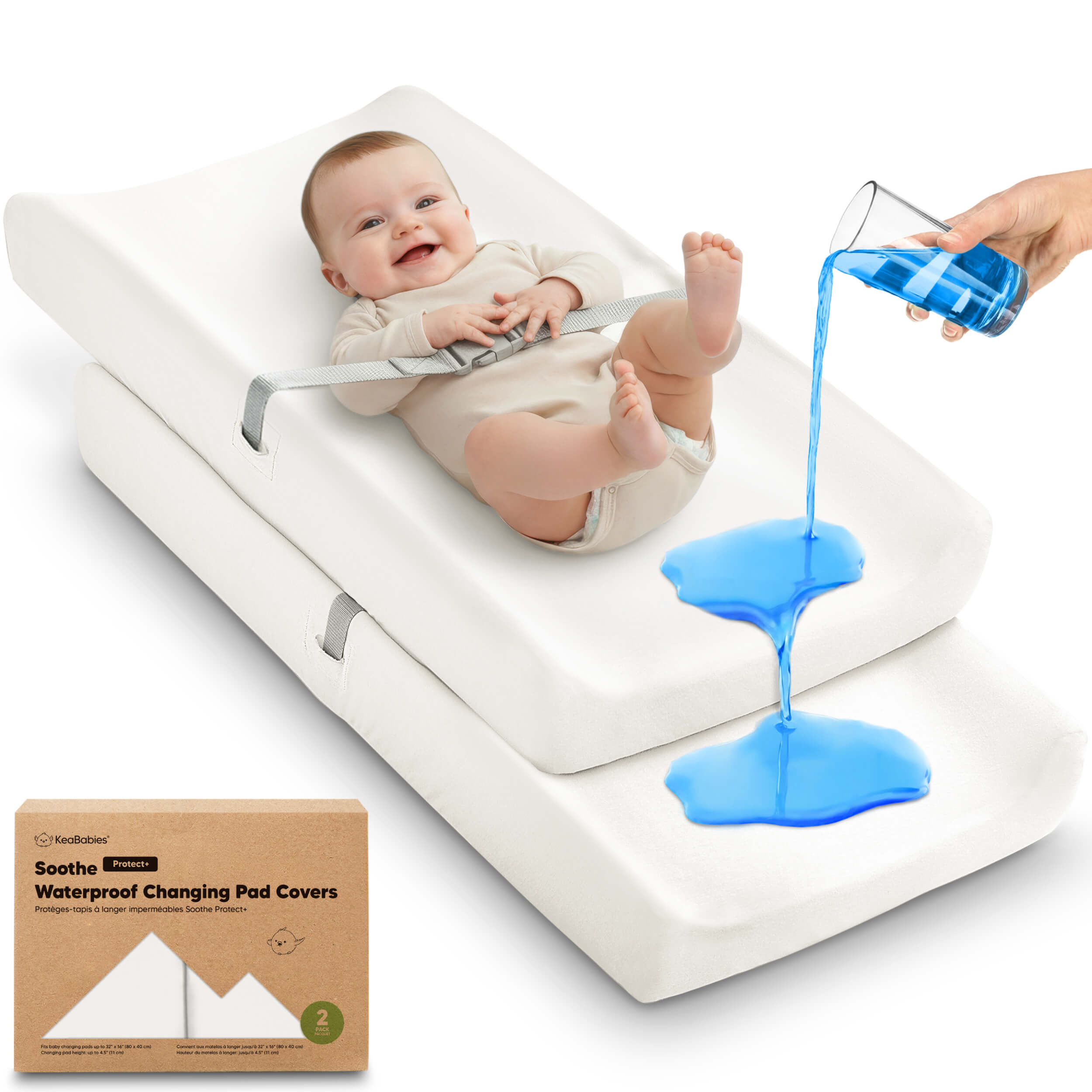 2-Pack Soothe [Protect+] Waterproof Changing Pad Covers (Sage) by KeaBabies