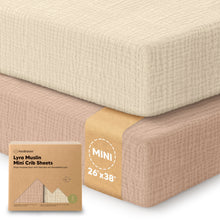 Load image into Gallery viewer, 2-Pack Lyra Muslin Mini Crib Sheets