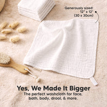 Load image into Gallery viewer, Yes, We Made It Bigger - The perfect washcloth for face, bath, body, drool, & more. Generously sized: 12" x 12" (30 x 30cm)