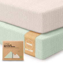 Load image into Gallery viewer, 2-Pack Lyra Muslin Mini Crib Sheets