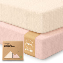 Load image into Gallery viewer, 2-Pack Lyra Muslin Mini Crib Sheets