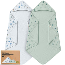 Load image into Gallery viewer, 2-Pack Lyra Muslin Hooded Towels
