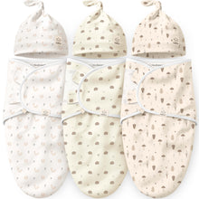 Load image into Gallery viewer, 3-Pack Soothe Swaddle Wraps with Knot Hats