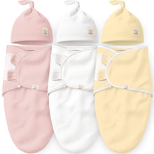 Load image into Gallery viewer, 3-Pack Soothe Swaddle Wraps with Knot Hats