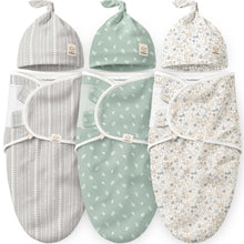 Load image into Gallery viewer, 3-Pack Soothe Swaddle Wraps with Knot Hats