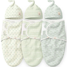 Load image into Gallery viewer, 3-Pack Soothe Swaddle Wraps with Knot Hats