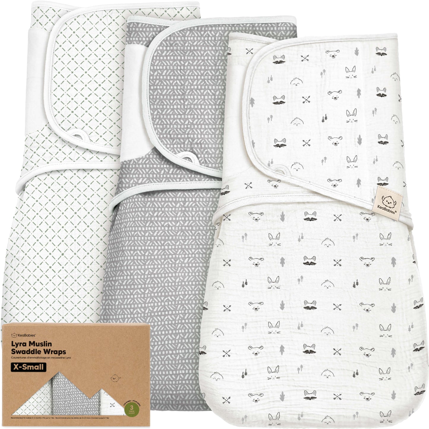3-Pack Lyra Muslin Swaddle Wraps 32636007907514