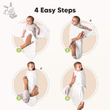 Load image into Gallery viewer, 3-Pack Soothe Swaddle Wraps with Knot Hats (Bunnies)