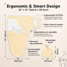 Load image into Gallery viewer, 3-Pack Soothe Swaddle Wraps with Knot Hats (Daffodil)