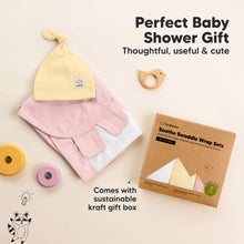 Load image into Gallery viewer, 3-Pack Soothe Swaddle Wraps with Knot Hats (Daffodil)