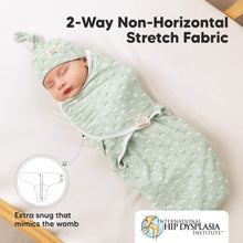 Load image into Gallery viewer, 3-Pack Soothe Swaddle Wraps with Knot Hats (Leafy)