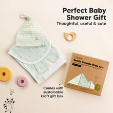 Load image into Gallery viewer, 3-Pack Soothe Swaddle Wraps with Knot Hats (Leafy)