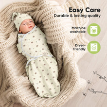 Load image into Gallery viewer, 3-Pack Soothe Swaddle Wraps with Knot Hats (Nibbles/Bruce)