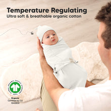 Load image into Gallery viewer, 3-Pack Soothe Swaddle Wraps with Knot Hats (Soft White)