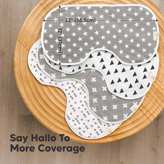 4-Pack Hallo Burp Cloths (Grayscape)