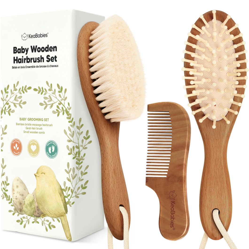 Baby Hair Brush and Comb Set (Dark Walnut)