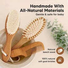 Load image into Gallery viewer, Baby Hair Brush and Comb Set (Golden Oak)
