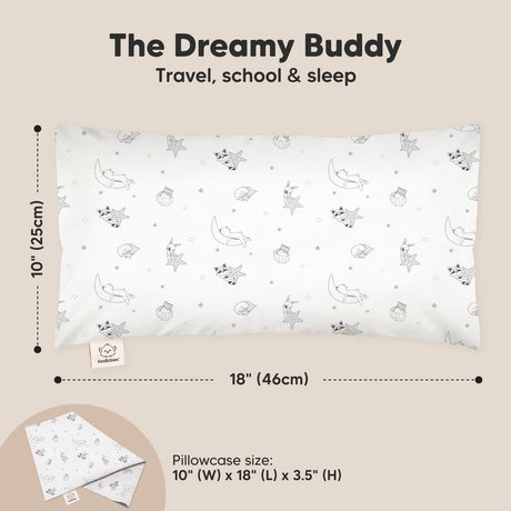 The Dreamy Buddy: Travel, school & sleep, 18" (46cm), pillowcase size 10" (W) x 18" (L) x 3.5" (H)