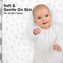 Load image into Gallery viewer, Soothe Fitted Crib Sheet (ABC Land Rose)
