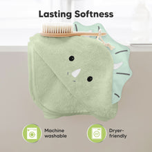 Load image into Gallery viewer, Cuddle Baby Hooded Towel (Triceratops, Petite)
