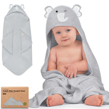 Load image into Gallery viewer, Cuddle Baby Hooded Towel (Elephant, Petite)