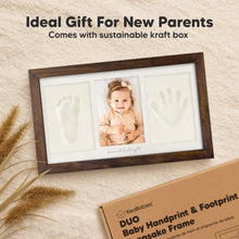 Load image into Gallery viewer, Baby Handprint & Footprint Keepsake Duo Frame (Dark Walnut)