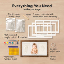 Load image into Gallery viewer, Baby Handprint & Footprint Keepsake Duo Frame (Medium Oak)