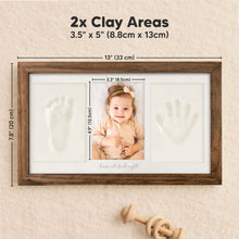 Load image into Gallery viewer, Baby Handprint & Footprint Keepsake Duo Frame (Medium Oak)