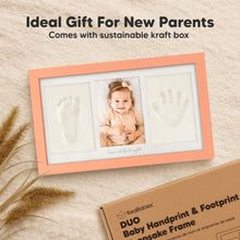 Load image into Gallery viewer, Baby Handprint & Footprint Keepsake Duo Frame (Salmon)