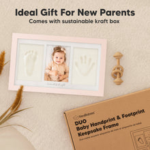 Load image into Gallery viewer, Baby Handprint & Footprint Keepsake Duo Frame (Petal Pink)