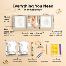 Load image into Gallery viewer, Fond Hand & Footprint Keepsake Frame (Cloud Gray)