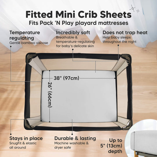 Isla Fitted Mini Crib Sheets (French Gray)