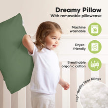 Load image into Gallery viewer, Jumbo Toddler Pillow with Pillowcase (Jungle Green)