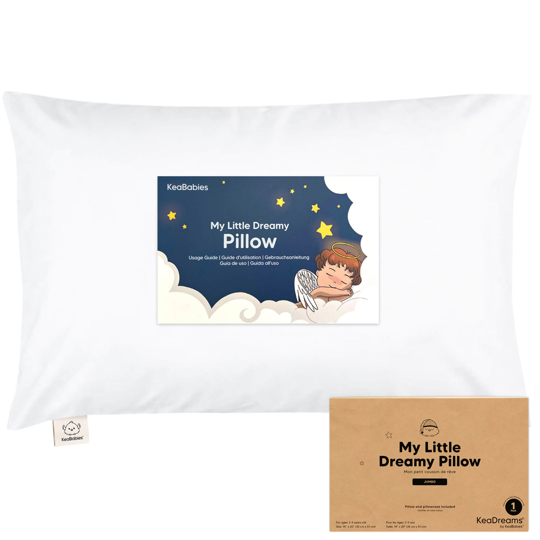 Jumbo Toddler Pillow with Pillowcase (Soft White)