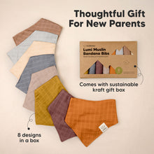 Load image into Gallery viewer, 8-Pack Lumi Muslin Bandana Bibs