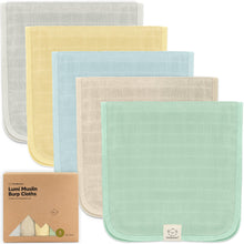 Load image into Gallery viewer, 5-Pack Lumi Muslin Burp Cloths