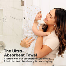 Load image into Gallery viewer, Lyra Muslin Hooded Towel (Tulips, Petite)