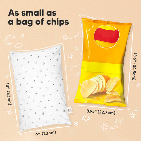 As Small as a Bag of Chips: 9" (23cm) x 13" (33cm), 8.95" (22.7cm)