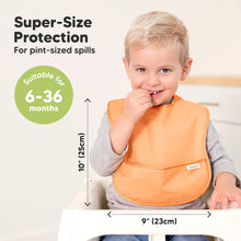 Load image into Gallery viewer, Super-Size Protection for pint-sized spills, measures about 10 in (25 cm) by 9 in (23 cm), suitable for 6–36 months.