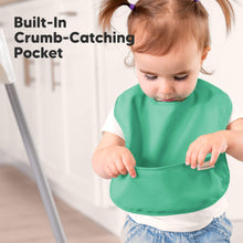 Load image into Gallery viewer, Built-In Crumb-Catching Pocket to catch food spills during mealtime.