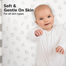 Load image into Gallery viewer, Soothe Fitted Crib Sheet (ABC Land Sky)
