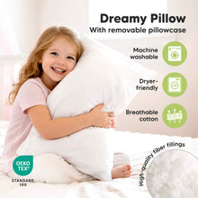 Load image into Gallery viewer, Dreamy Pillow With removable pillowcase - Machine washable, Dryer-friendly and Breathable cotton (High-quality fiber fillings) OEKO TEX STANDARD 100