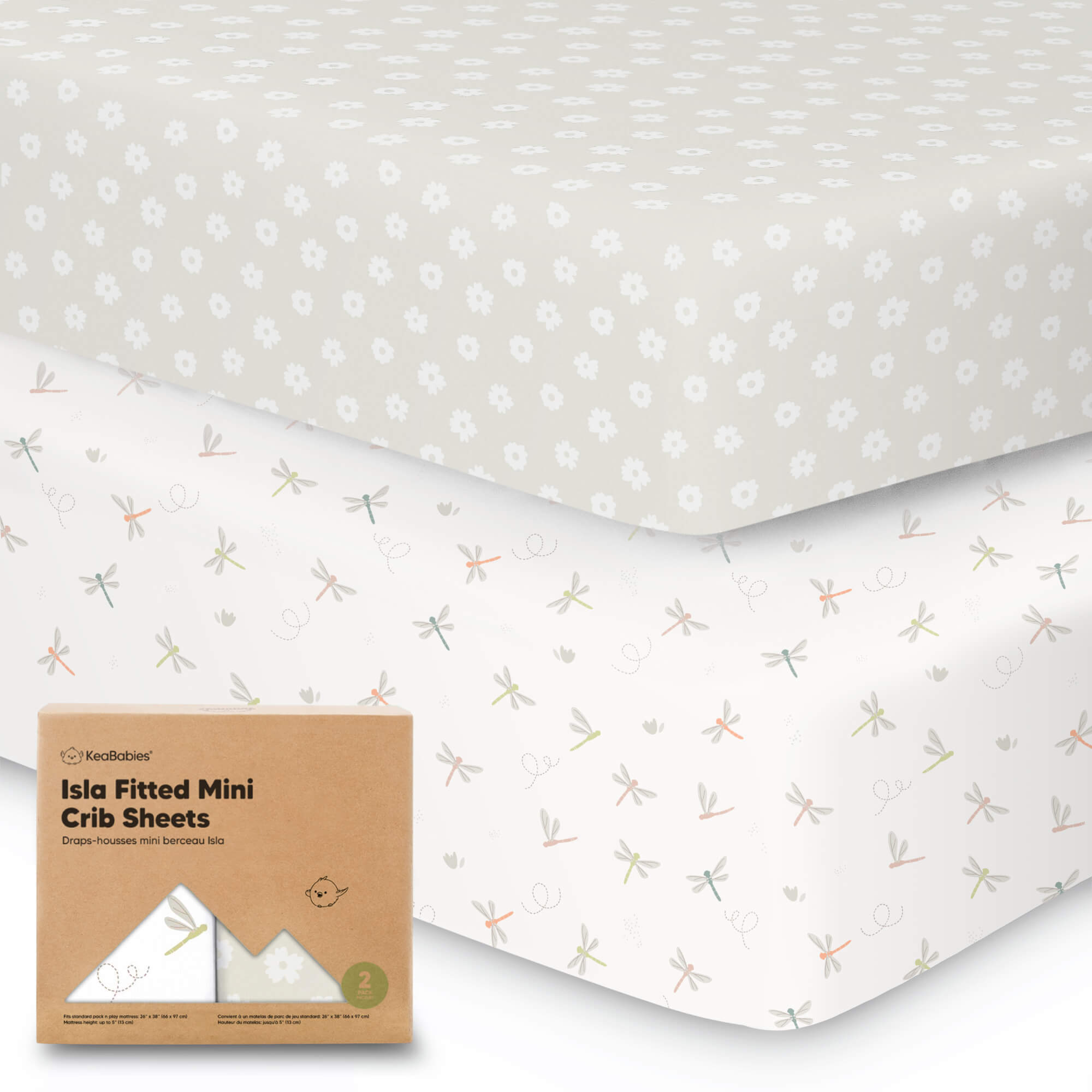 Gentle Bamboo Mini Crib Sheets Organic Pack and Play Sheets Fitted KeaBabies