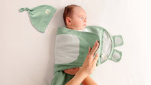 Load and play video in Gallery viewer, 3-Pack Soothe Swaddle Wraps with Knot Hats (Nibbles/Bruce)