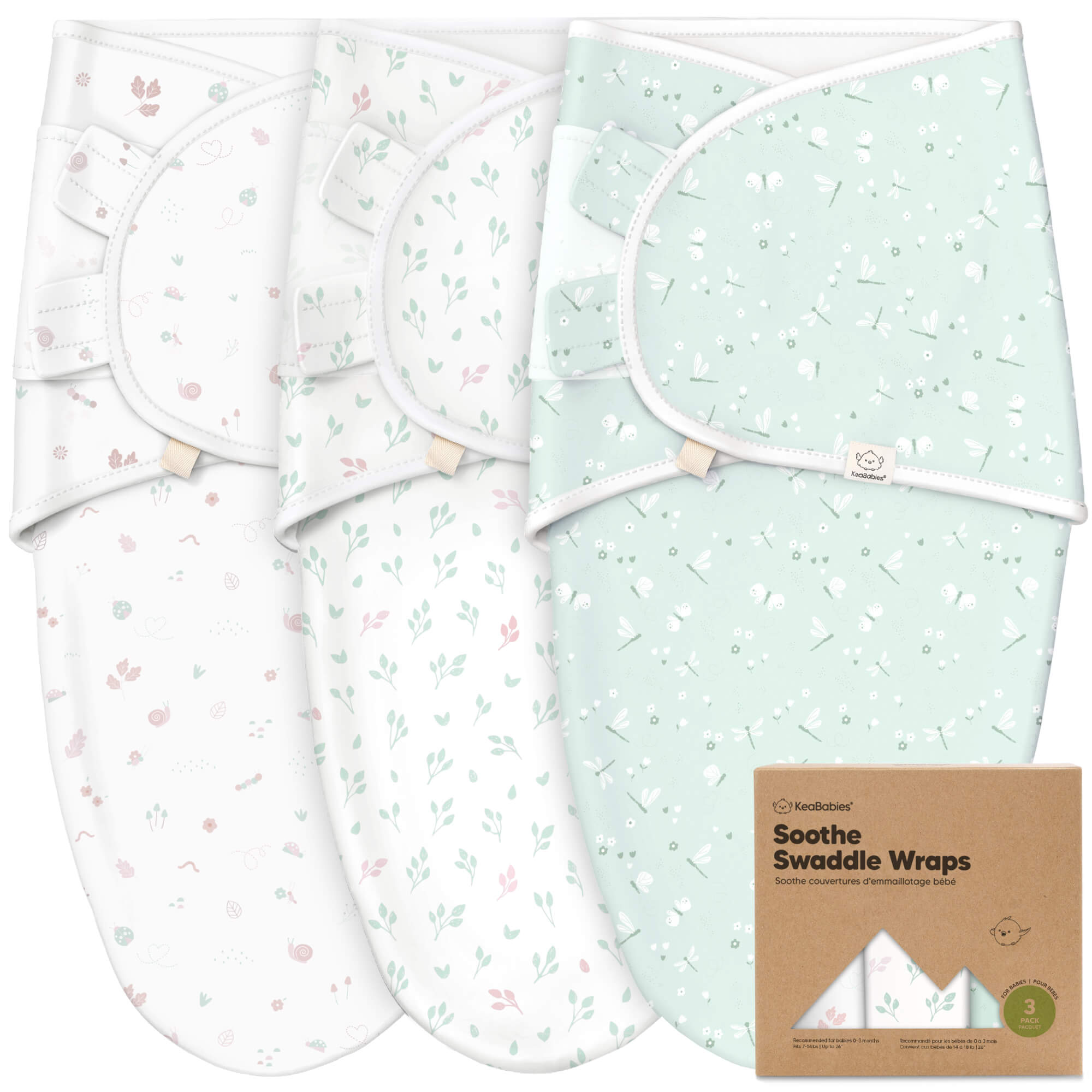 thumbnail image 2 of Keababies 3-Pack Baby Swaddle Sleep Sacks And 5-Pack Muslin Baby Burp Cloths - Newborn Swaddle Sack - Soft Cotton Burping Clothes 2 of 11