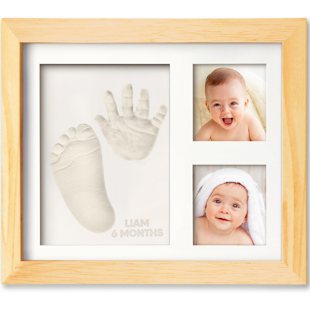 Baby Handprint & Footprint Keepsake Solo Frame (Natural Pine)