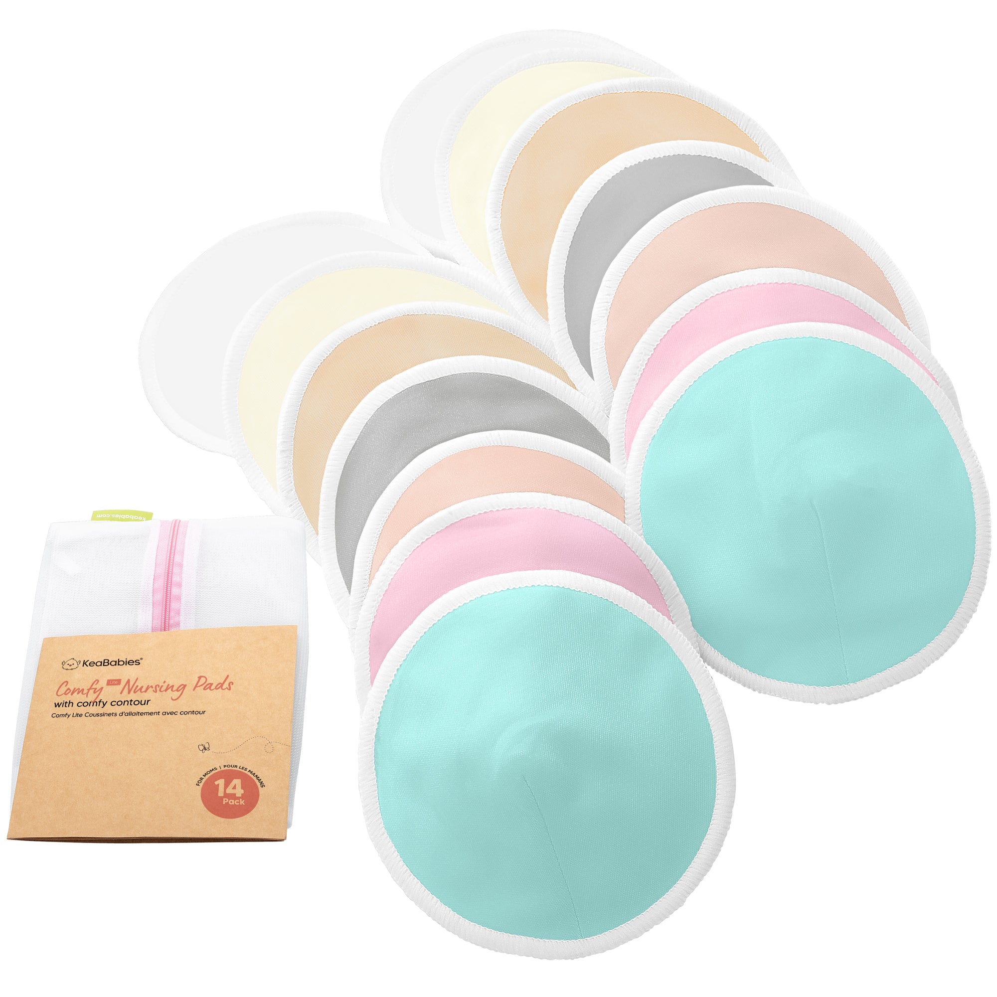 KeaBabies 14pk Soothe Reusable Nursing Pads for Breastfeeding, 4-Layers  Organic Breast Pads, Washable Nipple Pads (Lovelle, Large 4.8)