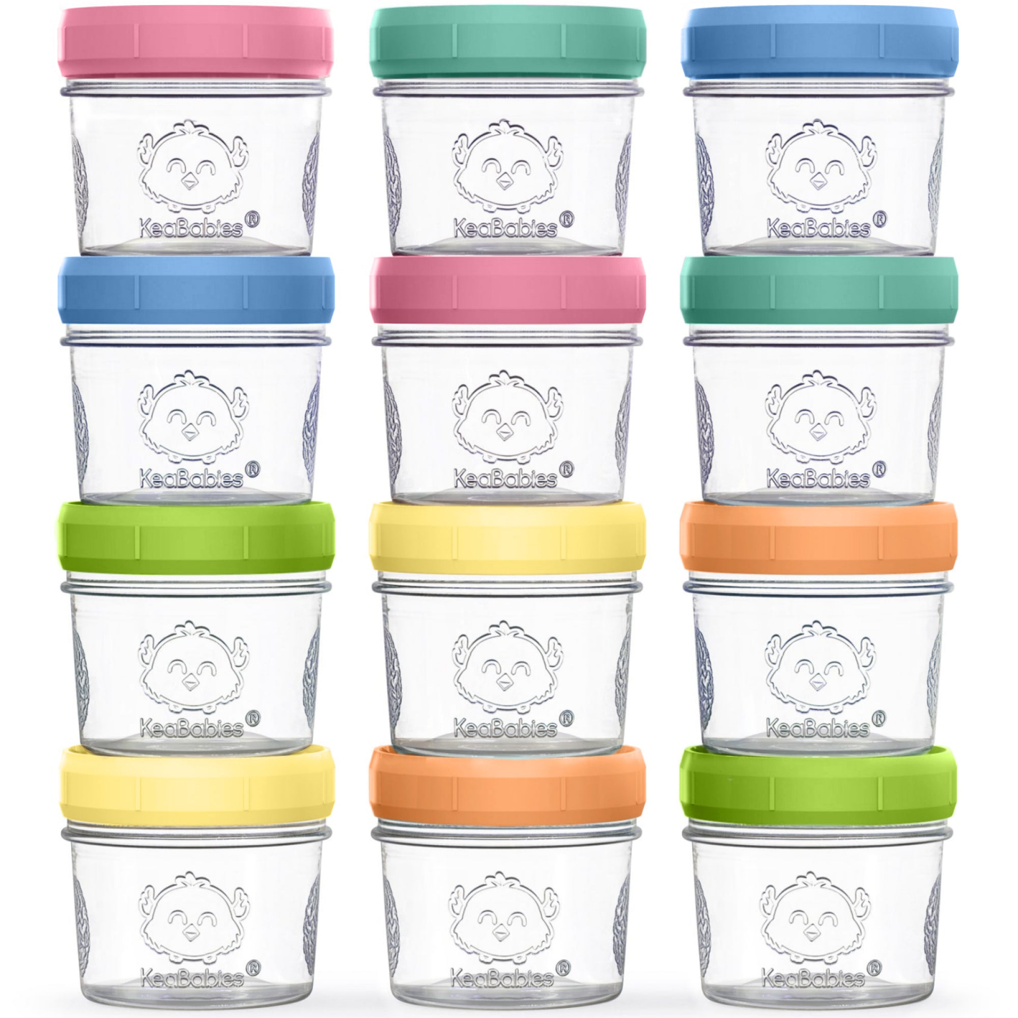 4oz Glass Baby Food Storage Jars | Food Grade Silicone Lids | Set of 12 |  Neutral Colors