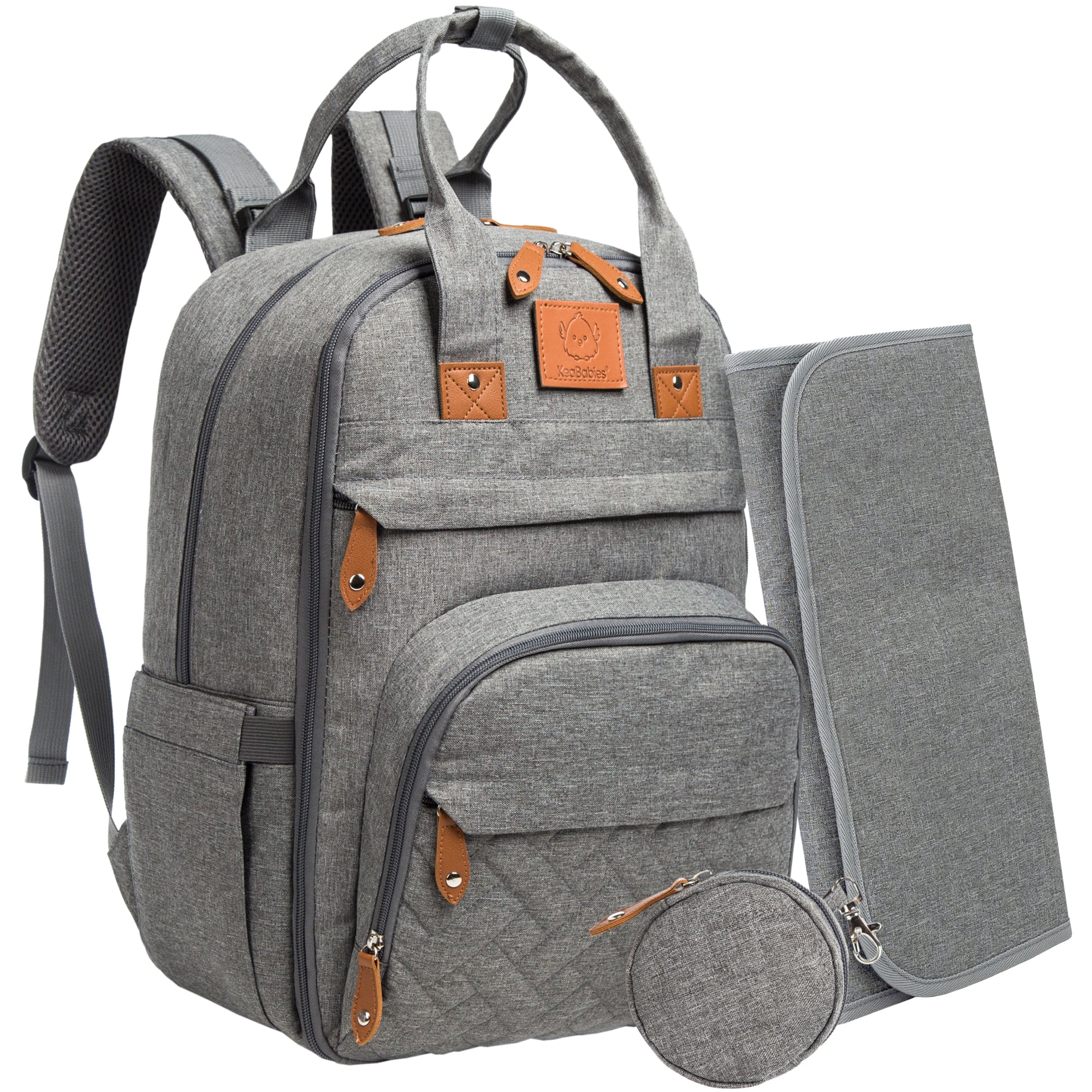 KeaBabies Original Diaper Bag Backpack, Multi Functional, Water-resistant,  Large Baby Bags for Girls, Boys (Pink Gray)